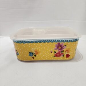The Pioneer Woman Sweet Rose Rectangle Nesting Bowl Yellow Floral Bake with Lid